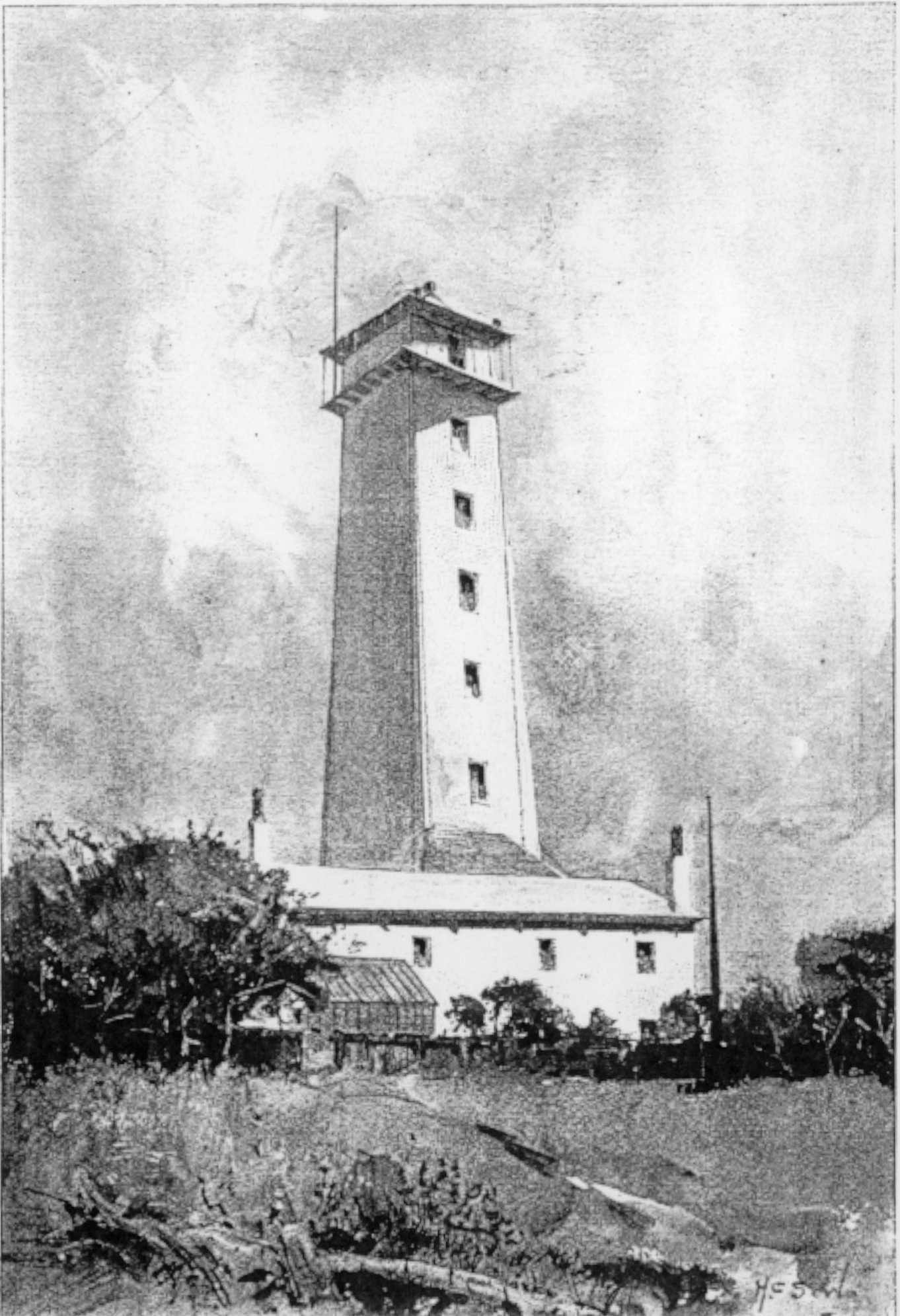 Watercolour of Crosby Lighthouse, 1890s